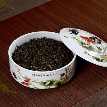 
                                        青花瓷陶瓷茶洗带盖大号茶碗笔洗普洱茶饼茶叶罐功夫茶具茶道配件YP 白瓷金玉满堂                