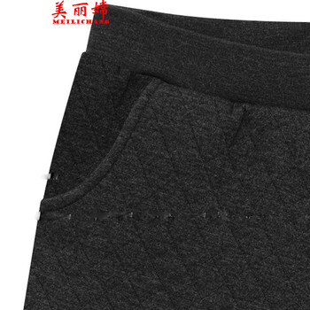 美丽嫦2015秋冬新款欧美大码胖mm显瘦假两件修身保暖长裤加绒裤 黑色 5XL