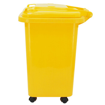 兰诗（LAUTEE）LJT2222 四轮桶黄色医疗医院垃圾桶 利器废弃物桶 50L 