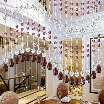 
                                        门帘水晶珠帘隔断帘成品玄关半帘客厅卧室屏风帘挂帘子窗帘装饰床帘屏风帘 香槟20条弧形                