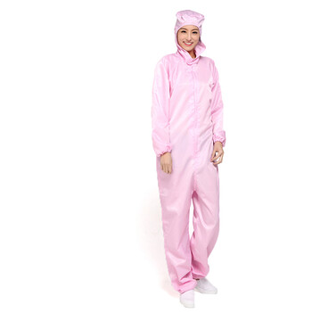 星工(XINGGONG)防静电工作服 连体服 洁净服 防尘服 无尘服防护服带帽连体科研喷漆定制 L码166-170粉色