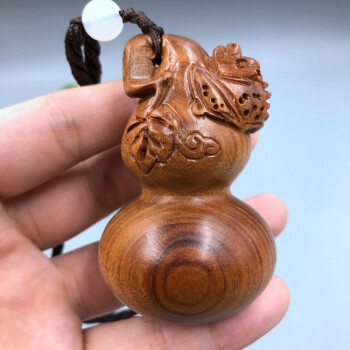 原木料老挝木雕葫芦手把件多子多福文玩工艺品摆件挂件 花梨木*福寿双