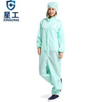 星工（XINGGONG）防静电工作服 连体服 洁净服 防尘服 无尘服防护服带帽连体科研喷漆定制 3XL码181-185绿色