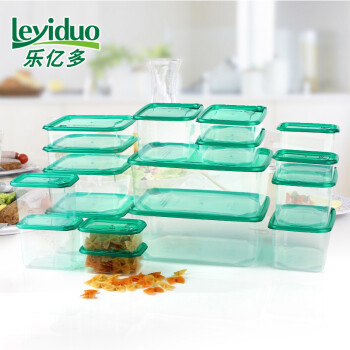 
                                        乐亿多保鲜盒套装塑料微波炉饭盒储物罐冰箱密封收纳盒零食盒多规格 佳密盒17件套                