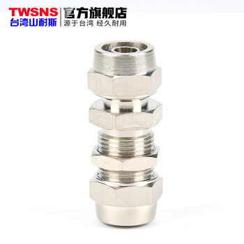 山耐斯（TWSNS）金属铜快拧接头气管隔板接头直通 KNPM二口隔板拧管12mm KNPM二口隔板拧管12mm