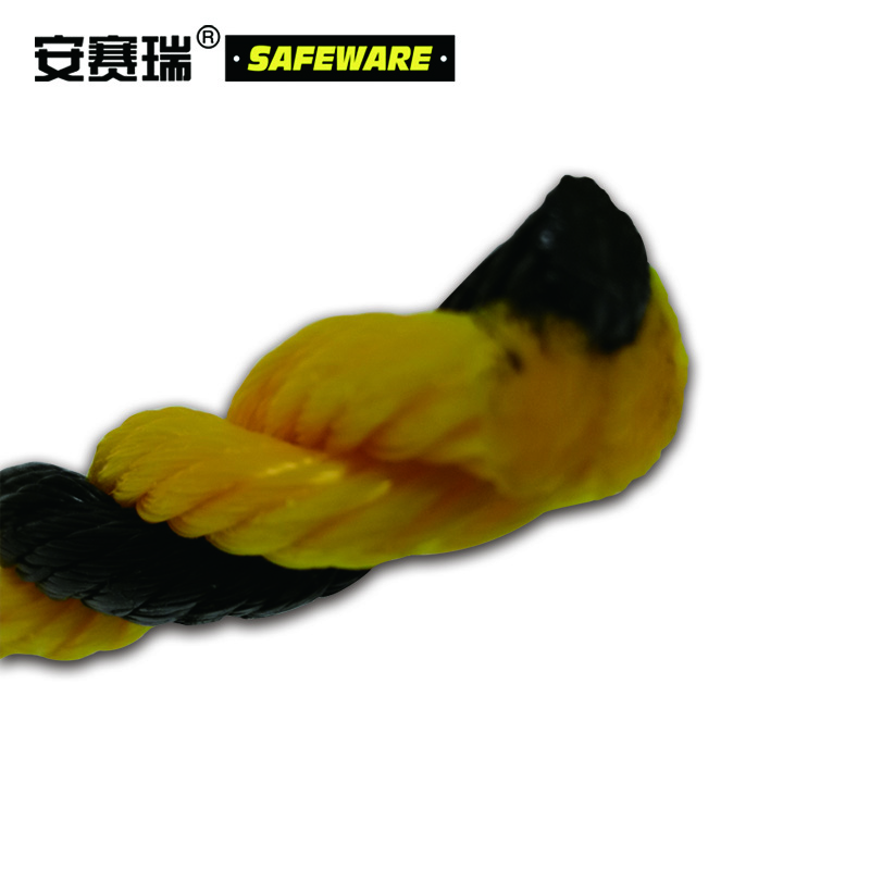 安赛瑞 黄黑警示绳 Φ9mm×50m 老虎绳 标志绳 安全绳 黄黑麻绳 14106