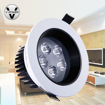 V-POWER led3w全套一体化天花灯背景墙射灯防眩光全新升级系列 多瓦数选择W02 5W正白光W02-5