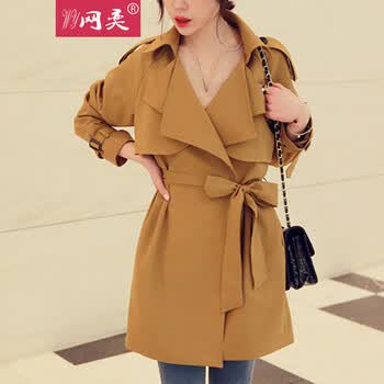 网奕 2014 时尚休闲<em>风衣女外套</em> 秋季长袖<em>薄款</em>上