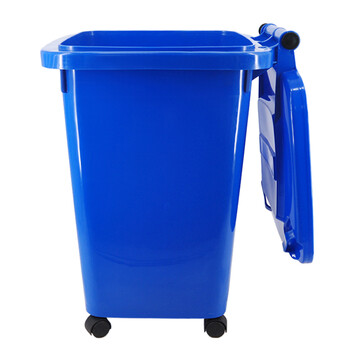 兰诗（LAUTEE）YY-D060 蓝色60L四轮垃圾桶 带盖垃圾篓