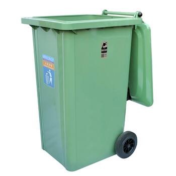 兰诗（LAUTEE）DL-240 大号镀锌钢板加厚垃圾桶 可挂车 绿色240L