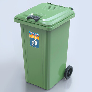 兰诗（LAUTEE）DL-240 大号镀锌钢板加厚垃圾桶 可挂车 绿色240L