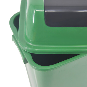 兰诗（LAUTEE）LJT2218 绿色分类款摇盖垃圾桶 60L 户外桶