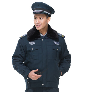 星工（XINGGONG）秋冬季加厚保安棉衣 棉袄长袖安保制服多功能棉服男定制 蓝灰冬执勤单件棉衣+配件180#