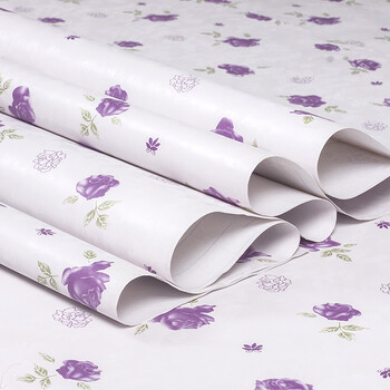 壹汇 卡通儿童房温馨墙纸 女孩卧室白底紫玫瑰