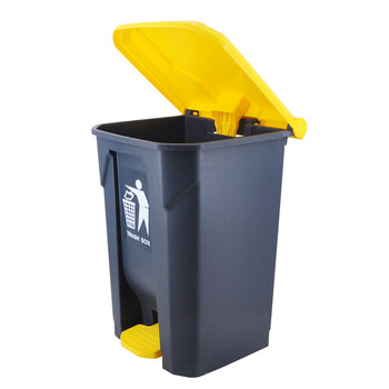 兰诗（LAUTEE）XDP-100 户外脚踏垃圾桶 灰黄100L