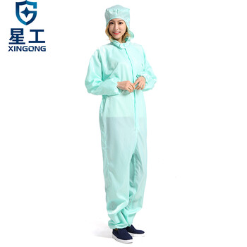 星工（XINGGONG）防静电工作服 连体服 洁净服 防尘服 无尘服防护服带帽连体科研喷漆定制 3XL码181-185绿色