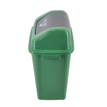 兰诗（LAUTEE）LJT2216 绿色分类款摇盖垃圾桶 20L 户外桶