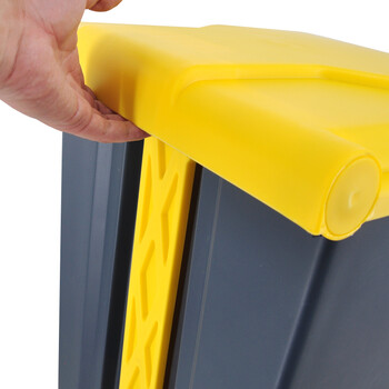 兰诗（LAUTEE）XDP-100 户外脚踏垃圾桶 灰黄100L