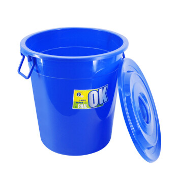 兰诗（LAUTEE）YY-D025 蓝色带盖圆形水桶 60L 工业用大桶