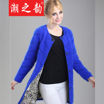 之韵2014新款秋冬女装欧美女士长毛<em>水貂绒</em>衫