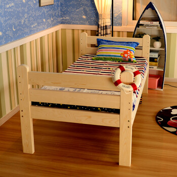 森点 实木床 儿童床 带护栏实木单人床 1米小床