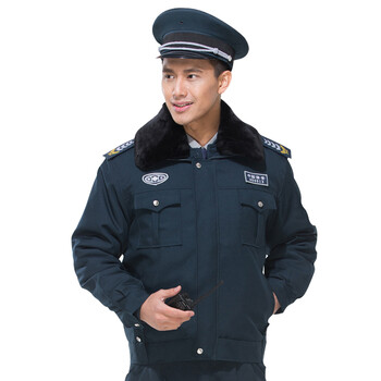 星工（XINGGONG）秋冬季加厚保安棉衣 棉袄长袖安保制服多功能棉服男定制 蓝灰冬执勤单件棉衣+配件175#