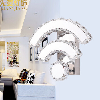 先强灯饰 客厅卧室过道创意wifi壁灯 MB5003 水晶不锈钢LED光源装饰灯 (B) 200*270*100mm
