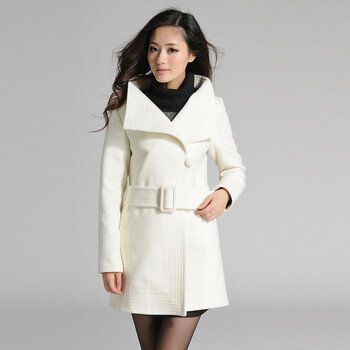 木兰诗 2014新款秋冬装中长款<em>女毛呢外套</em>呢子