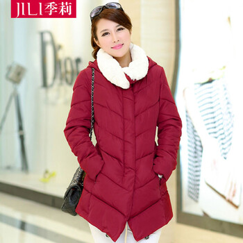 季莉 2014新款羽绒<em>棉服女冬装外套</em>中长款棉衣