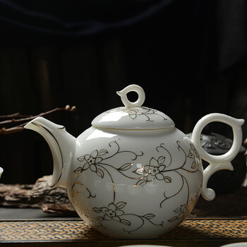 
                                        永丰祥 手工描金藤草玉瓷陶瓷茶具 功夫茶杯茶壶套装礼品 整套茶具套装 YFX126                