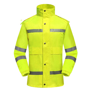 谋福CNMF安全反光分体执勤雨衣套装路政成人分体骑行雨衣可定制荧光黄YGH01 XL175  8012赠肩灯和指挥手套