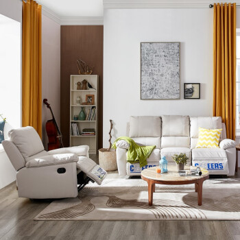 芝华仕头等舱沙发 功能沙发现代简约布艺沙发组合 中小户型客厅家具8908A 月光白 买三人位送单人位,降价幅度75%