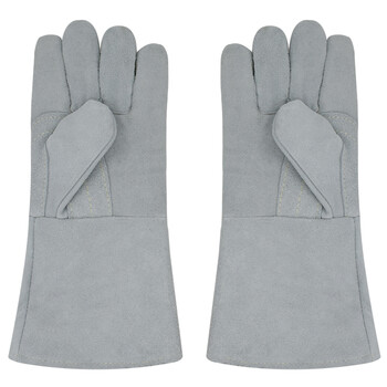路宁 长款反绒牛皮加里焊工电焊手套 35cm