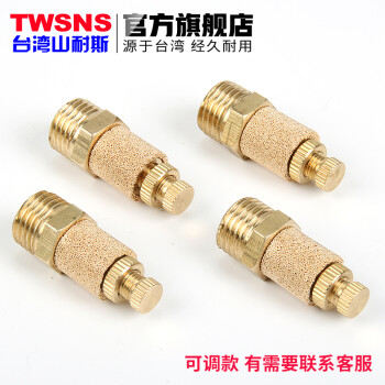 山耐斯TWSNS 电磁阀消声器气动排气铜消音器堵头 平头PST-06 六分