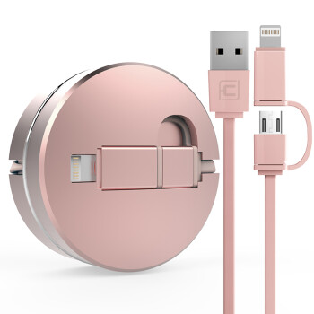 卡斐乐 数据线二合一伸缩USB充电线 适用于苹