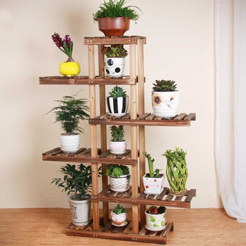 兰竹轩 实木 碳化花架子 可移动 多层花架 阳台室内客厅 多肉吊兰盆景架 四层不对称碳烤【图片 价格 品牌 报价】-京东