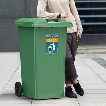 兰诗（LAUTEE）DL-240 大号镀锌钢板加厚垃圾桶 可挂车 绿色240L