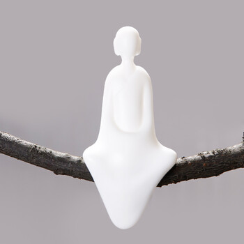 德化高白土羊脂白玉瓷茶宠摆件无相小仙书架摆