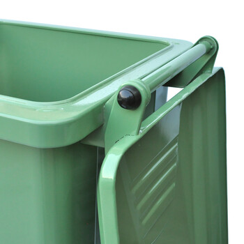 兰诗（LAUTEE）DL-240 大号镀锌钢板加厚垃圾桶 可挂车 绿色240L