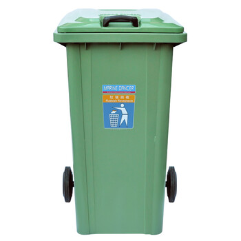 兰诗（LAUTEE）DL-240 大号镀锌钢板加厚垃圾桶 可挂车 绿色240L