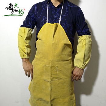 大杨112皮套袖 2双 电焊防火花隔热套袖 焊工防护服防火袖套 黄色