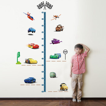 米基卡罗迪士尼汽车总动员身高墙贴纸儿童房男