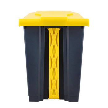 兰诗（LAUTEE）XDP-100 户外脚踏垃圾桶 灰黄100L