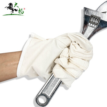 大杨178加厚三层帆布手套24道线 10双 工地搬运耐磨防滑透气隔热抗撕裂劳保手套 定制