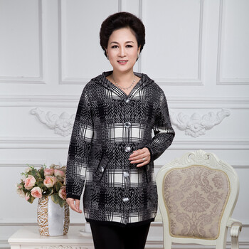 蒙圣绒特 秋冬新款 <em>中老年</em>女士<em>带帽</em>羊绒大衣 方