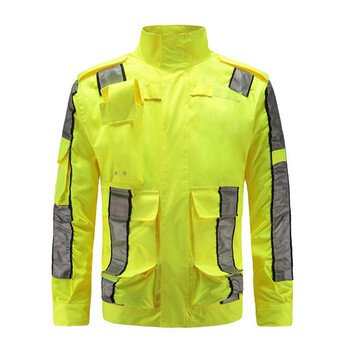 安美尚（ams）UB-004短款反光夹克雨衣 防水工作服荧光黄交通安全服上衣XXXL码1件定做