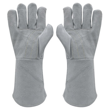 路宁 长款反绒牛皮加里焊工电焊手套 35cm