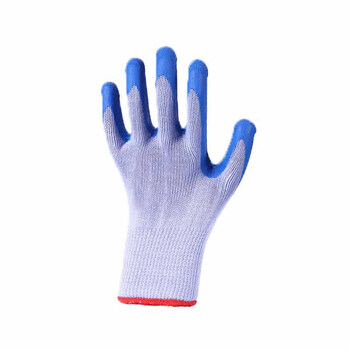 劳保佳 皱纹浸胶涂层手套 劳保手套 耐磨 防滑 挂胶手套  21支纱平挂灰沙蓝 12双装