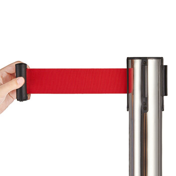 谋福 CNMF 82493 一米线围栏栏杆座 礼仪柱护栏杆  银行伸缩栏杆警戒线 可定制logo（不锈钢款 约3米长）