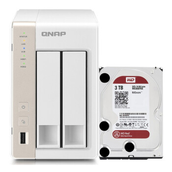 威联通（QNAP）TS-269H NAS两盘位网络存储 安装WD3T红盘 双核浮点运算1.6GHz CPU